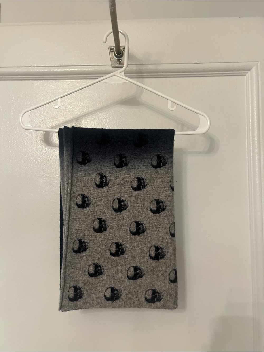 Skull Cashmere Gray & Black Polka Skull Cashmere Scarf